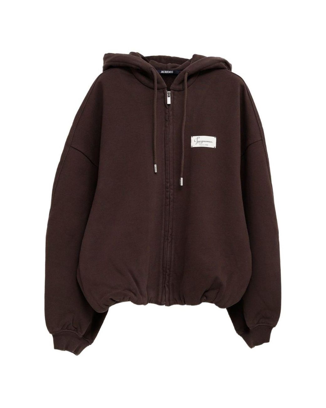 Jacquemus Brown Logo Cotton Hoodie for men