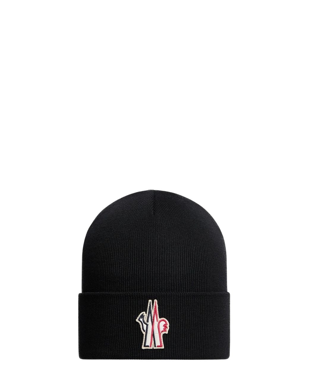 Moncler Black Logo Wool Beanie for men