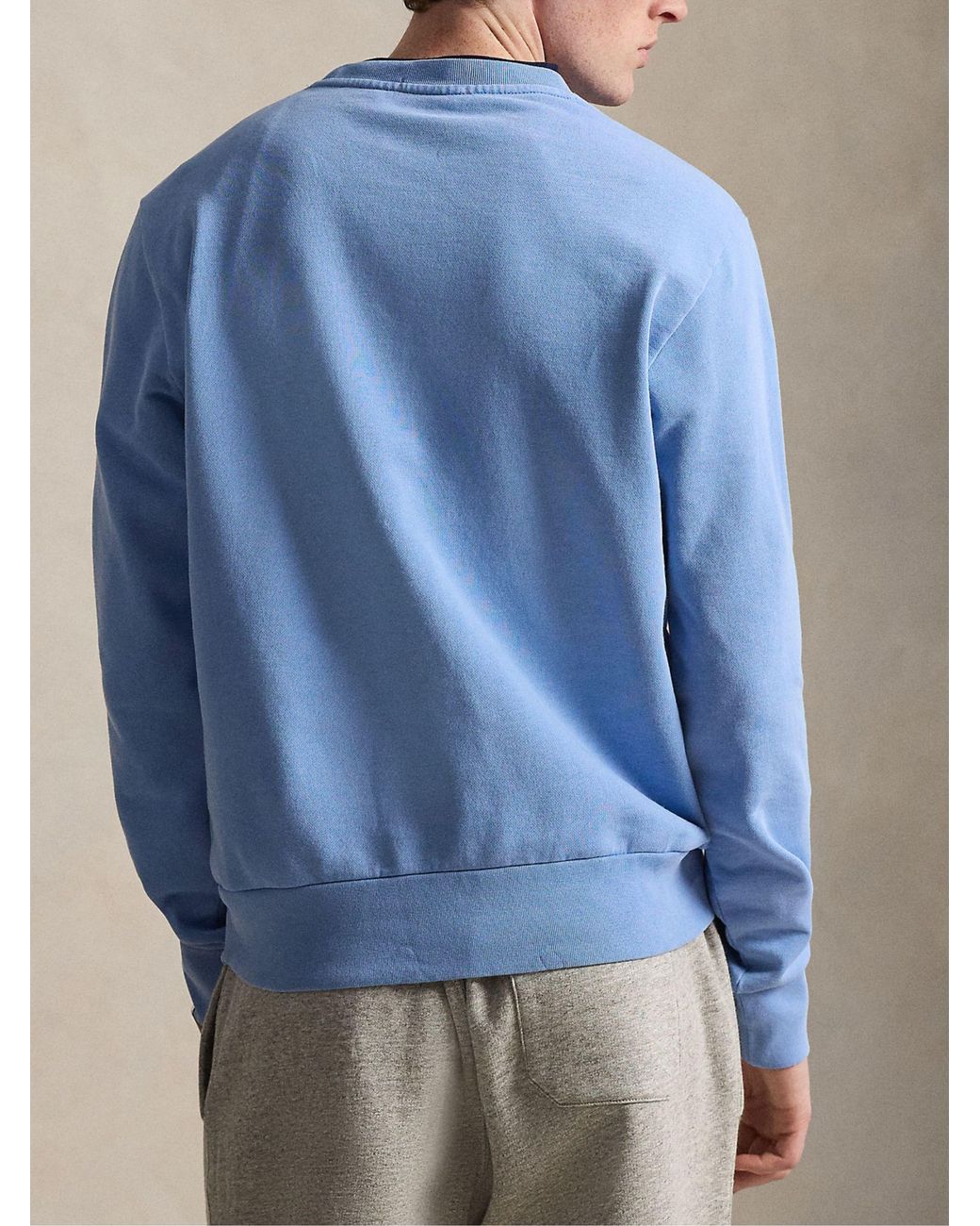 Ralph Lauren Blue Loopback Fleece Sweatshirt for men