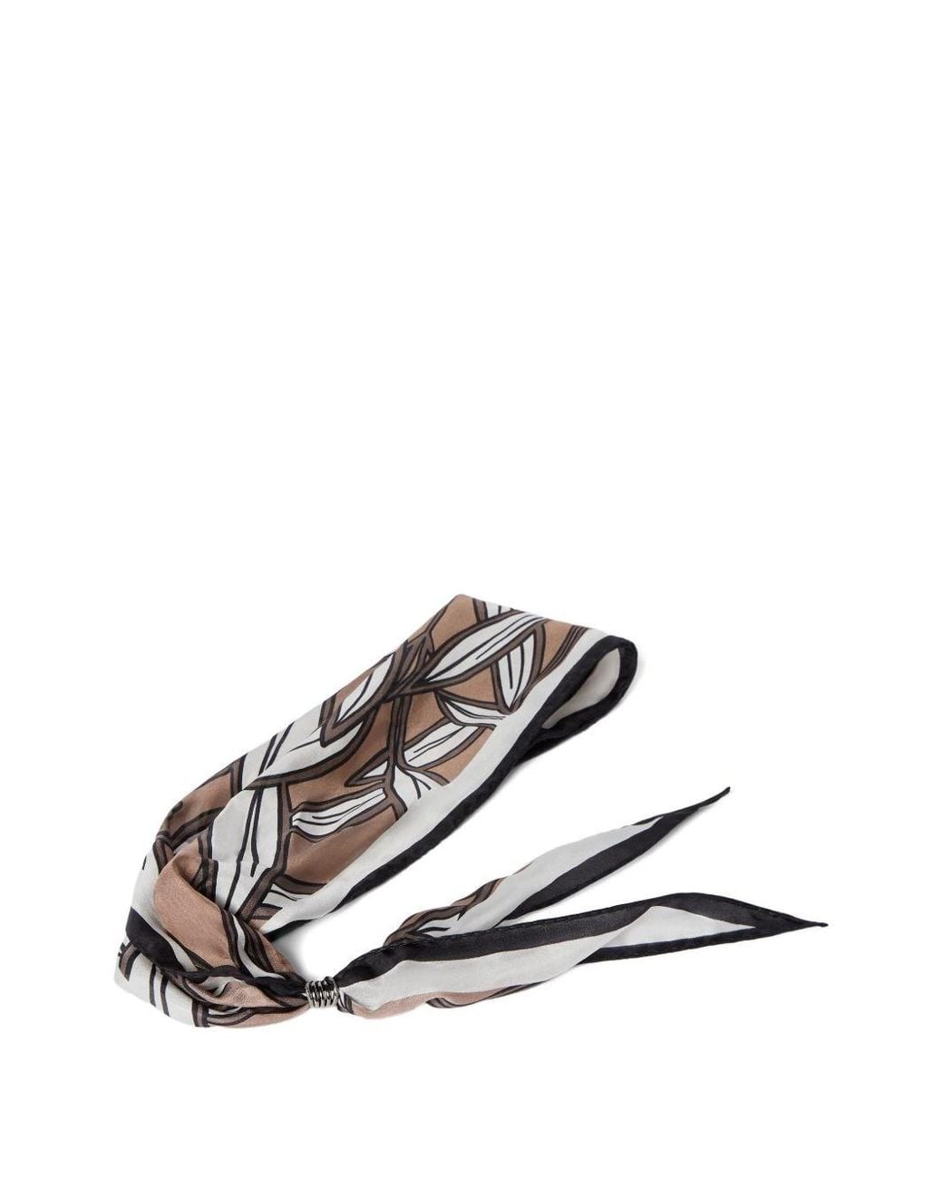 Brunello Cucinelli Brown Printed Silk Foulard