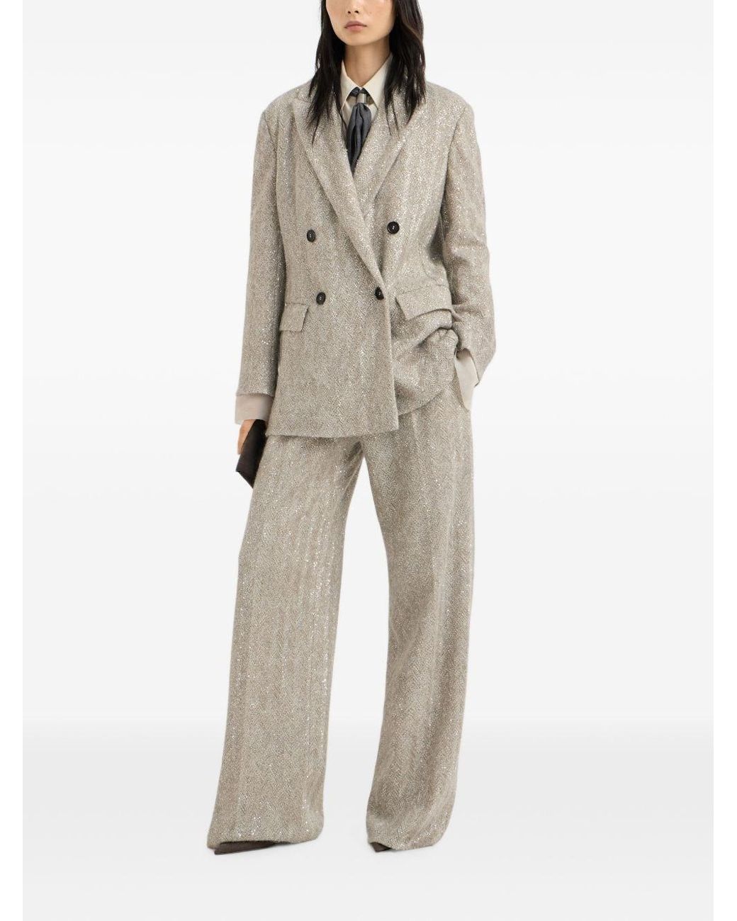Brunello Cucinelli White Double-Breasted Jacket