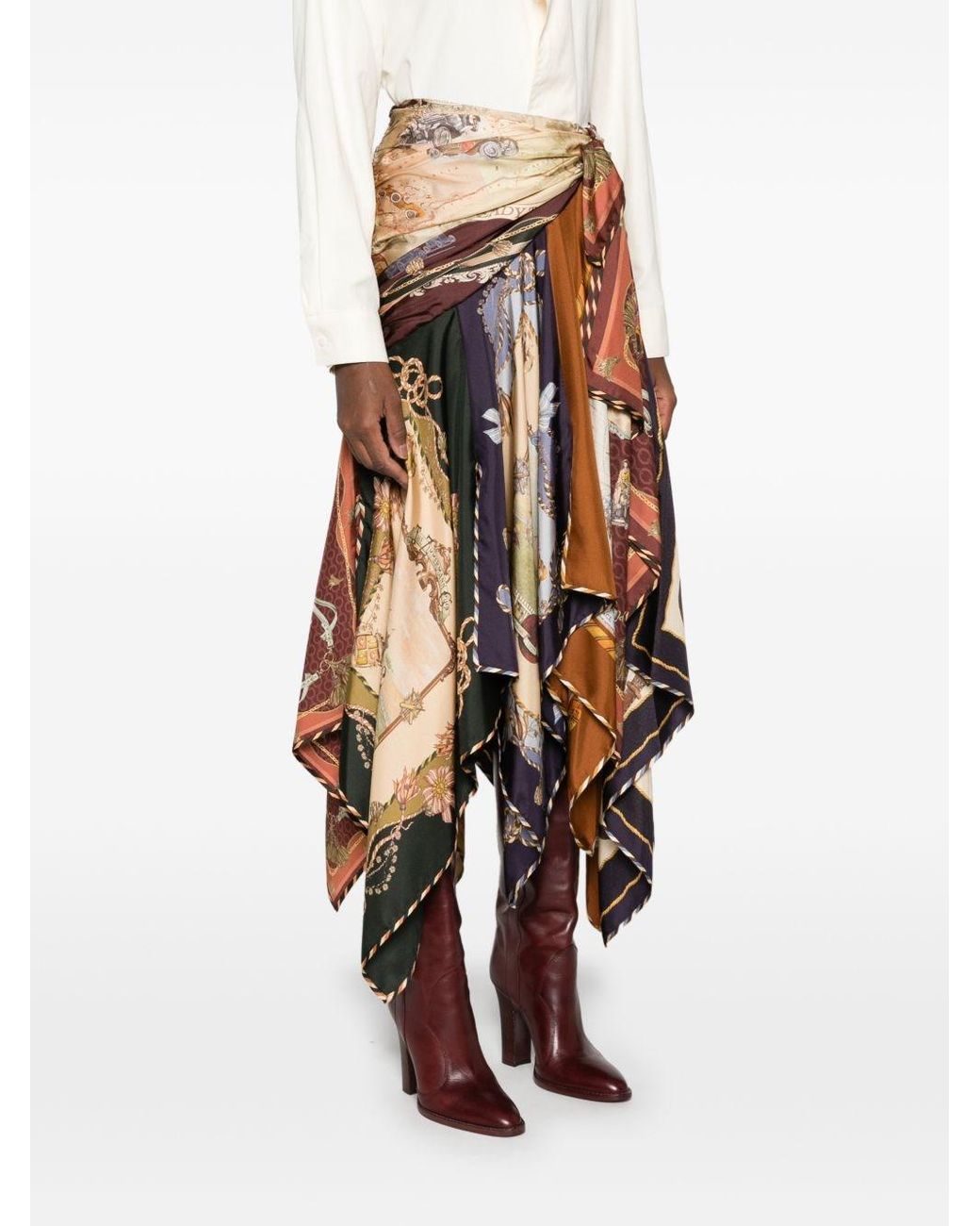 Zimmermann White Valiant Printed Silk Skirt