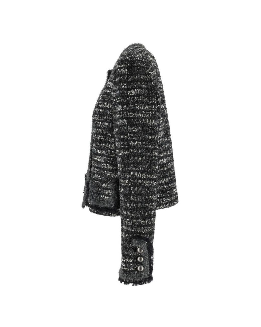 Emporio Armani Black Tweed Blazer Jacket