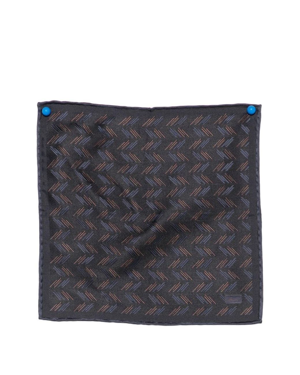 Brioni Gray Printed Pocket Square for men