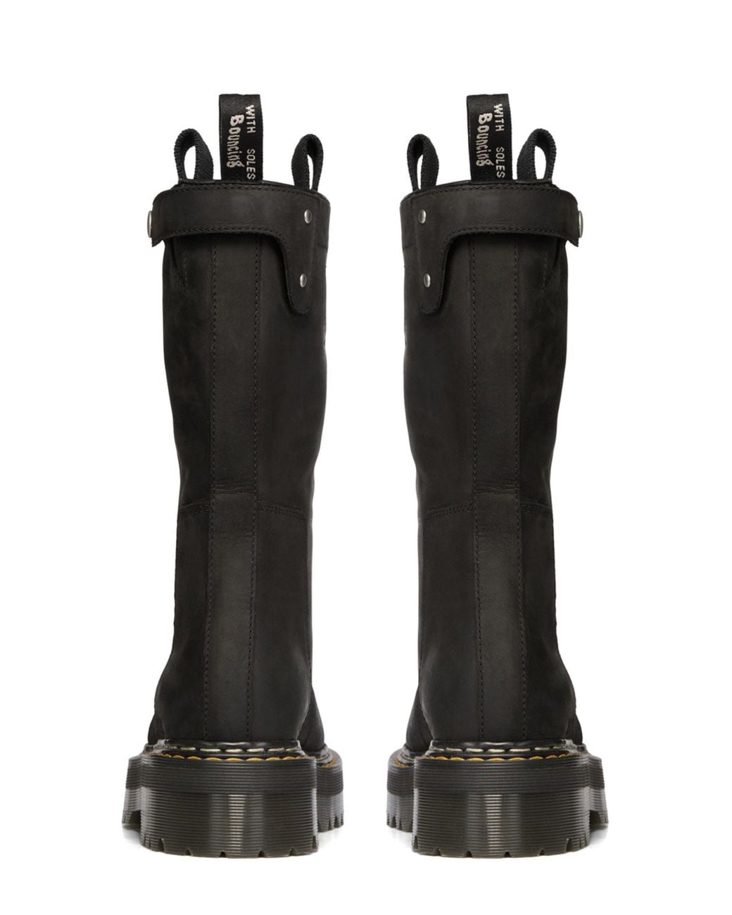 Dr. Martens Black Mid-Calf Pull-On Boots With Quad Sole And Rugged Design for men