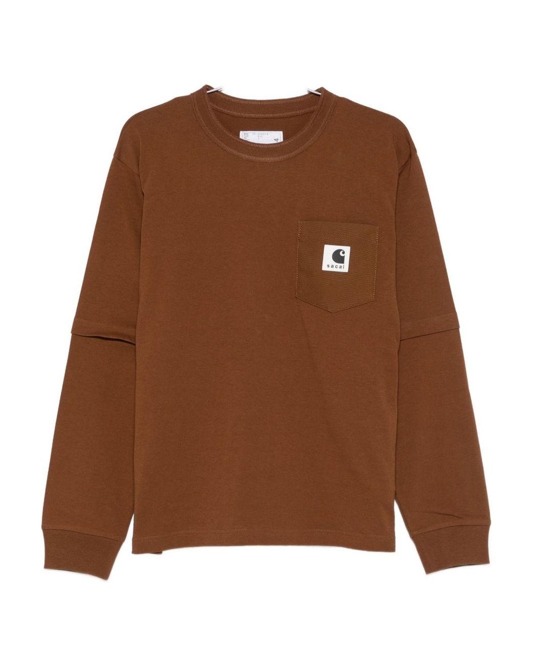 SACAI X CARHARTT WIP Brown Logo Cotton T-Shirt for men
