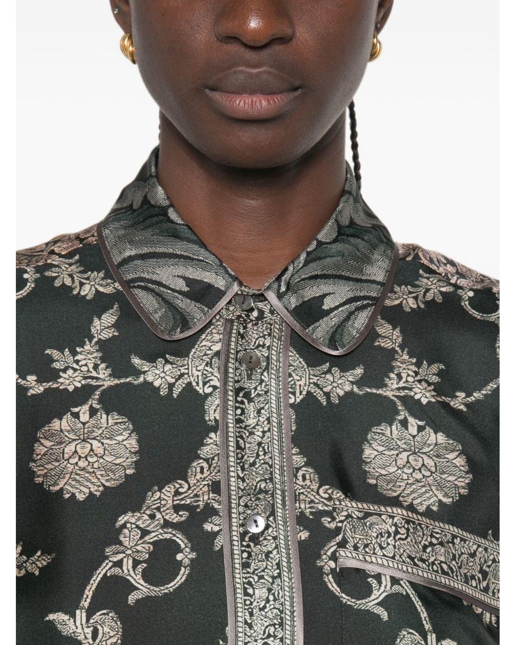 Pierre Louis Mascia Gray Printed Silk Shirt