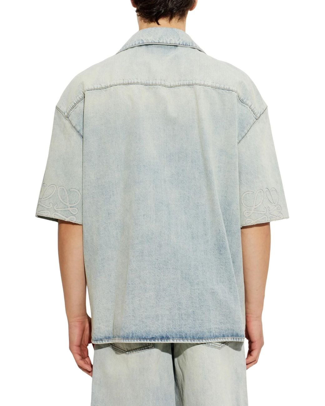 Loewe Blue Short-Sleeve Denim Shirt for men