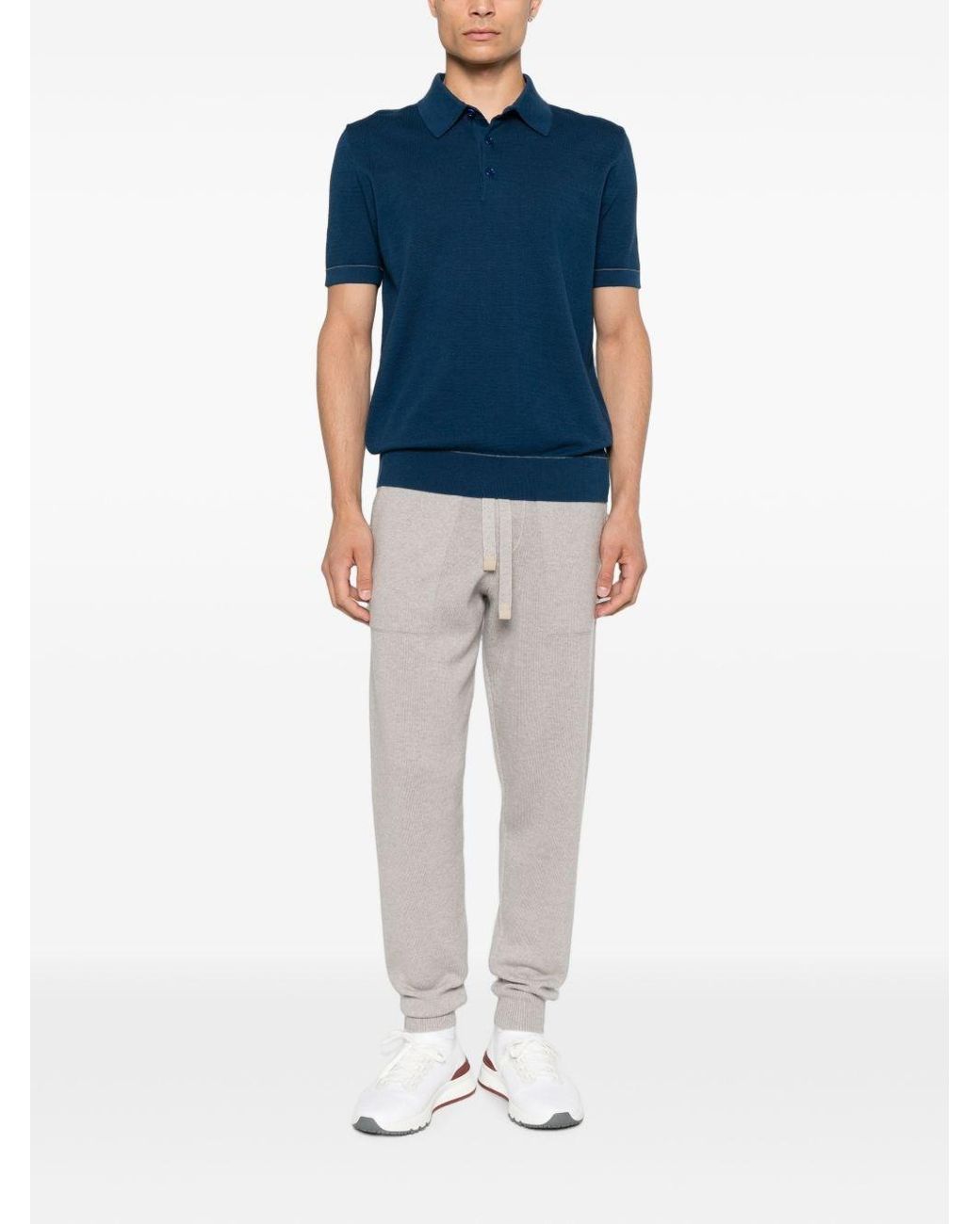 Brioni Blue Cotton Polo Shirt for men