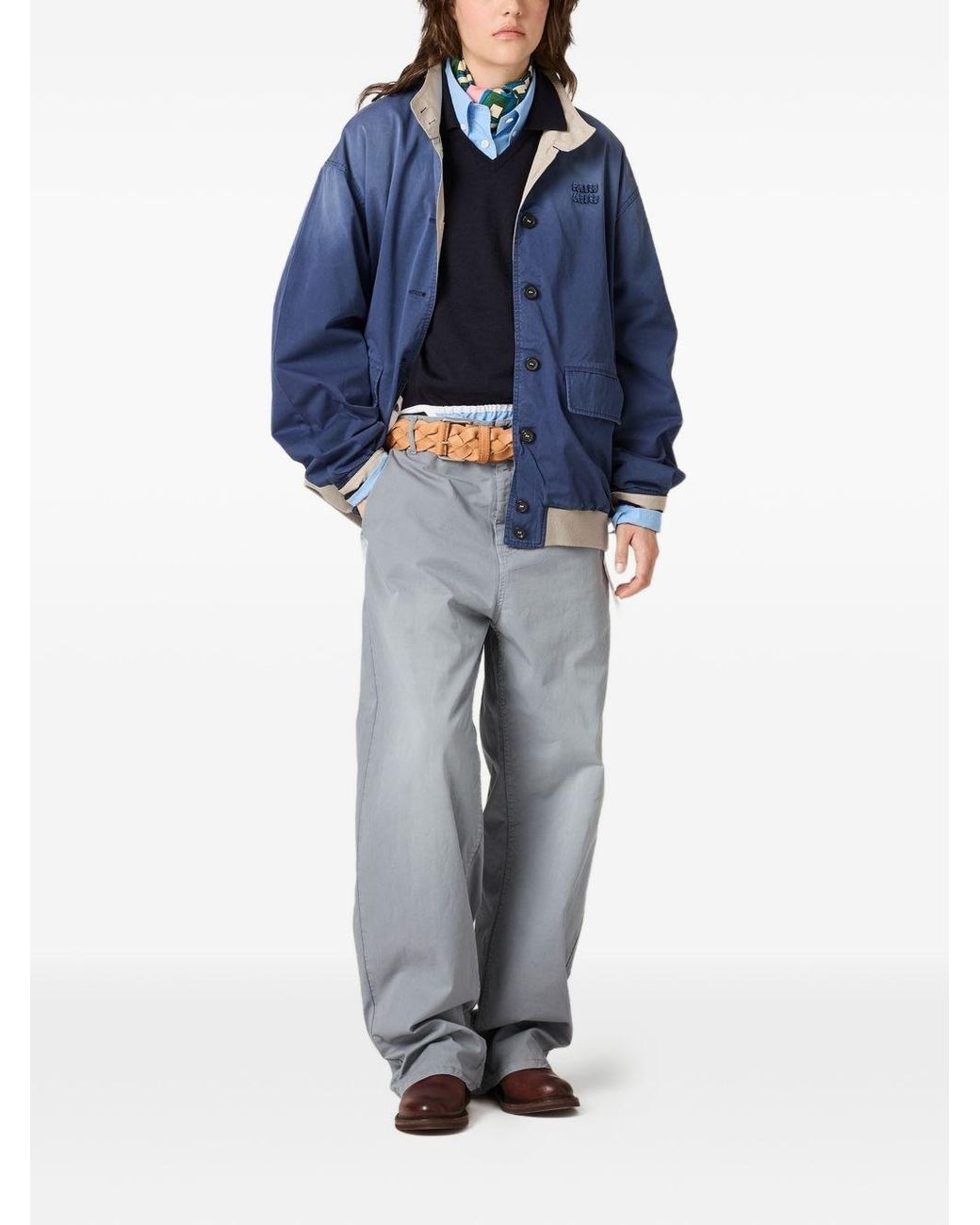 Miu Miu Gray Cotton Trousers