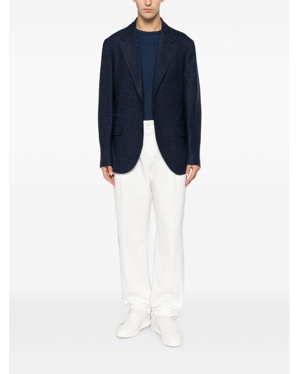 Brunello Cucinelli Blue Wool Single-Breasted Jacket for men