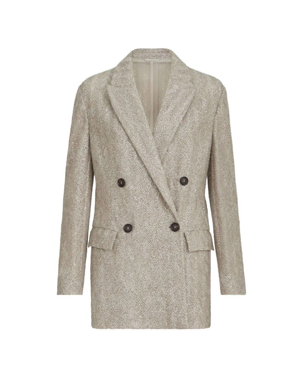 Brunello Cucinelli White Double-Breasted Jacket