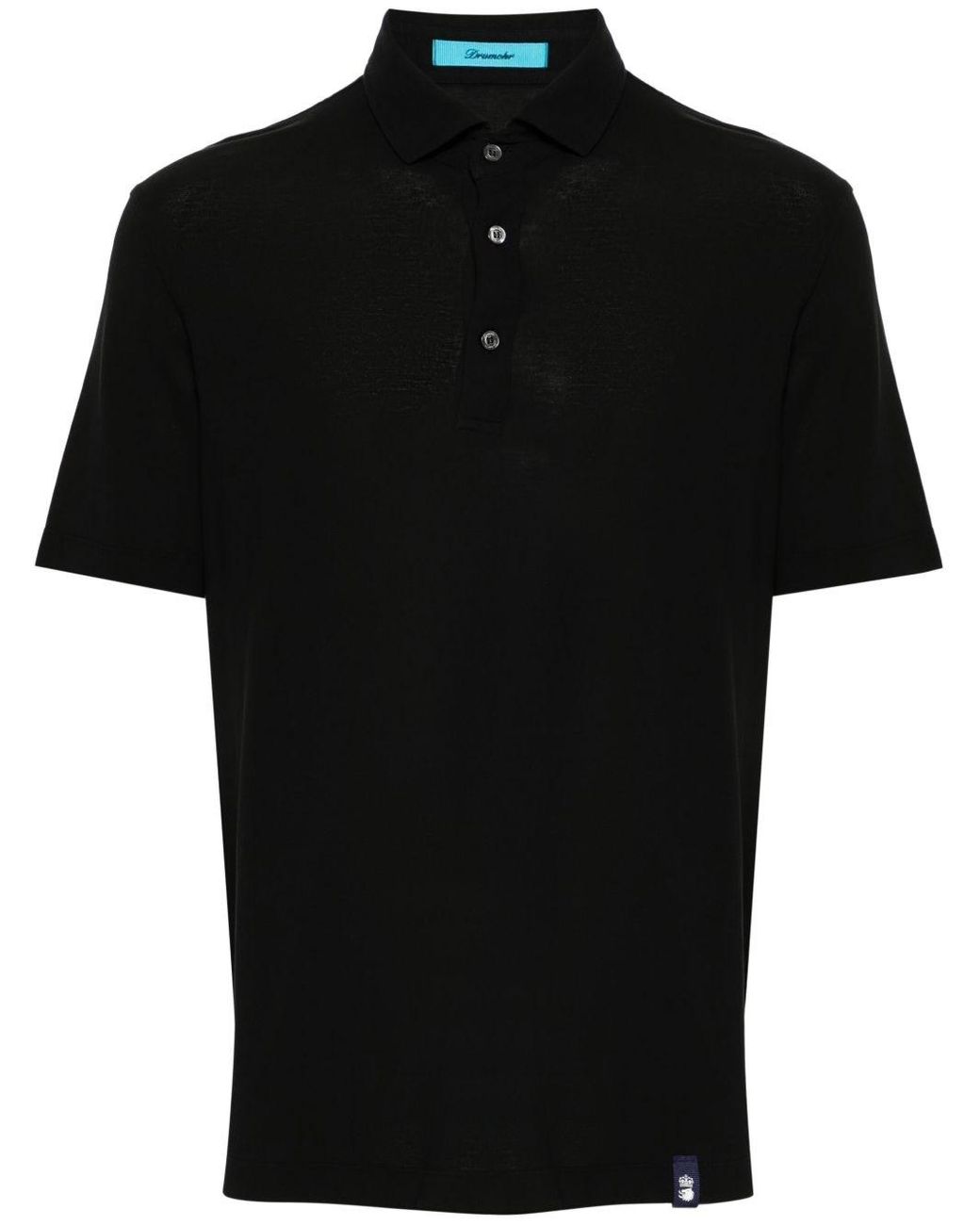 Drumohr Black Cotton Polo Shirt for men