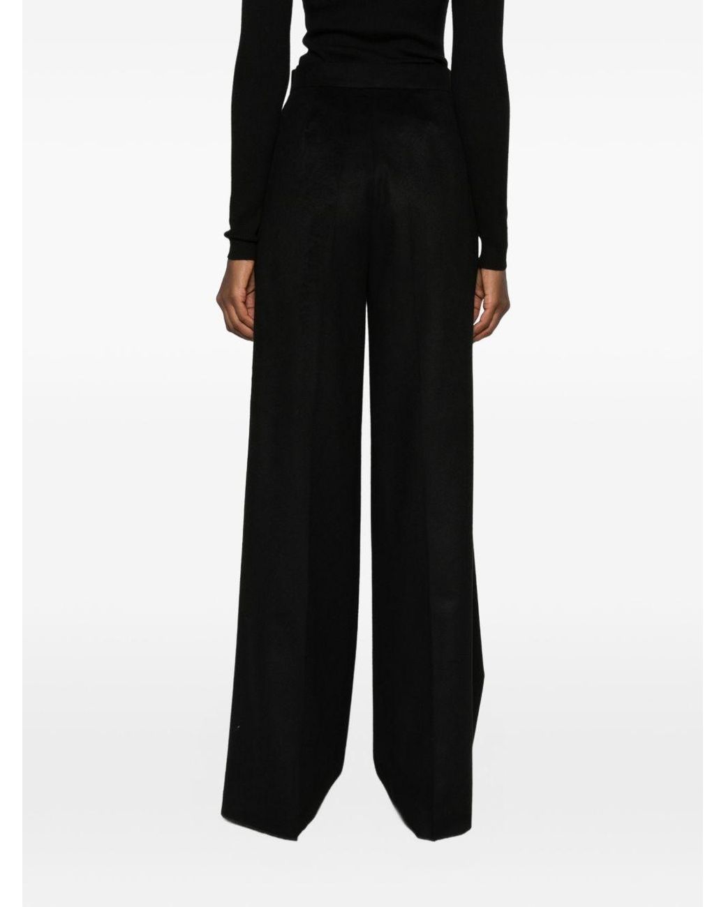 Max Mara Black Wool Flared Trousers