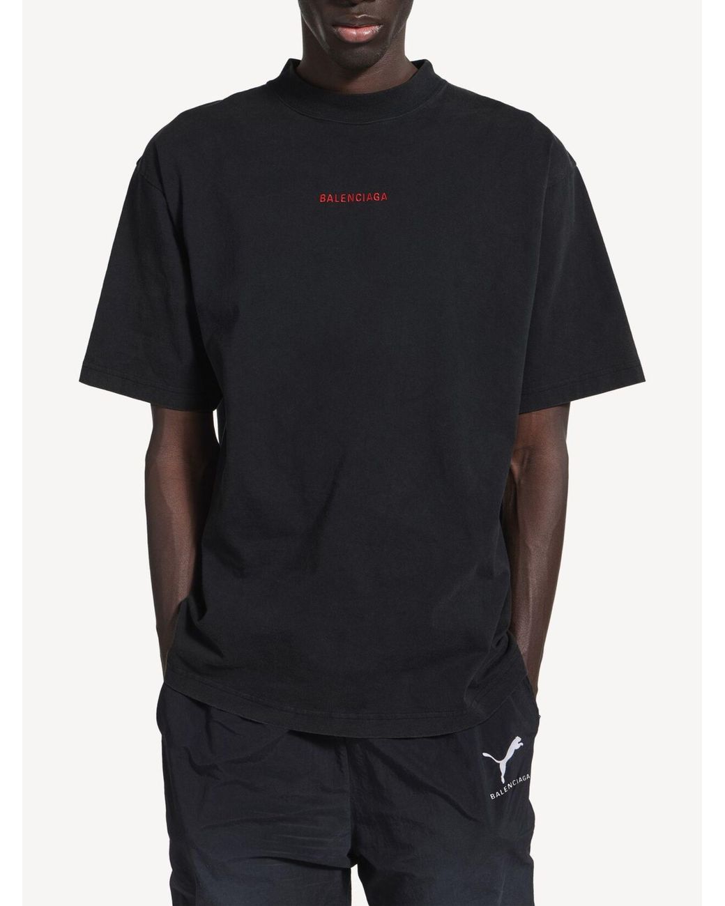 Balenciaga Black Half-Sleeve T-Shirt for men
