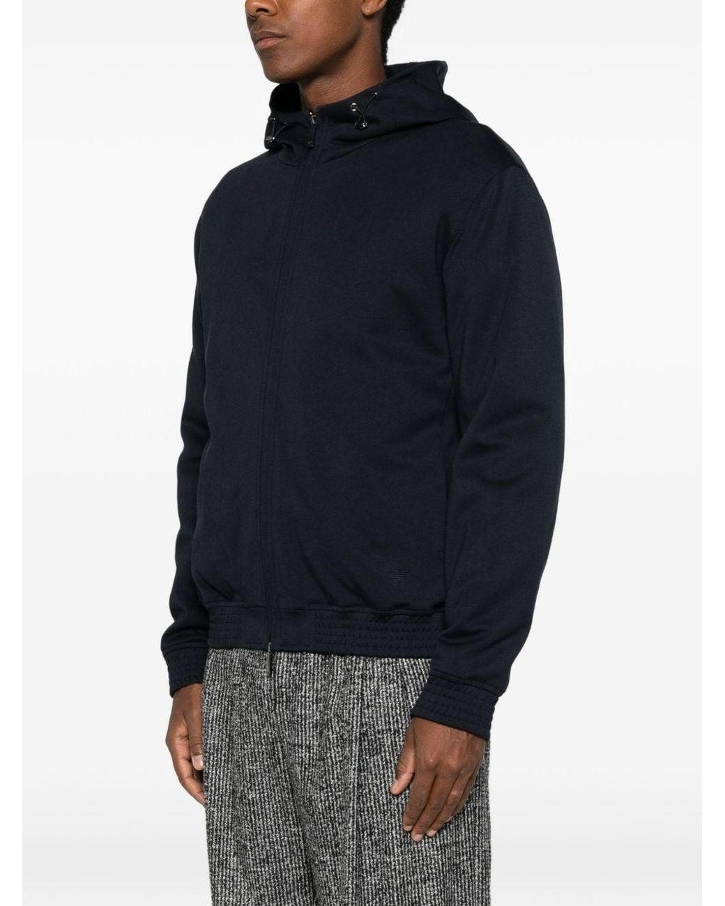 Emporio Armani Blue Cotton Blend Blouson Jacket for men