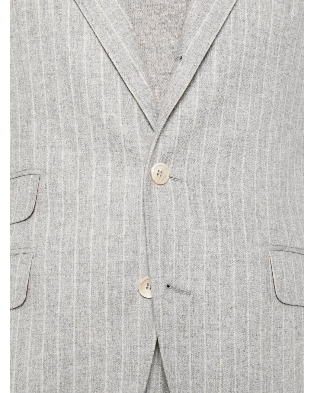 Brunello Cucinelli White Wool Single-Breasted Suit for men