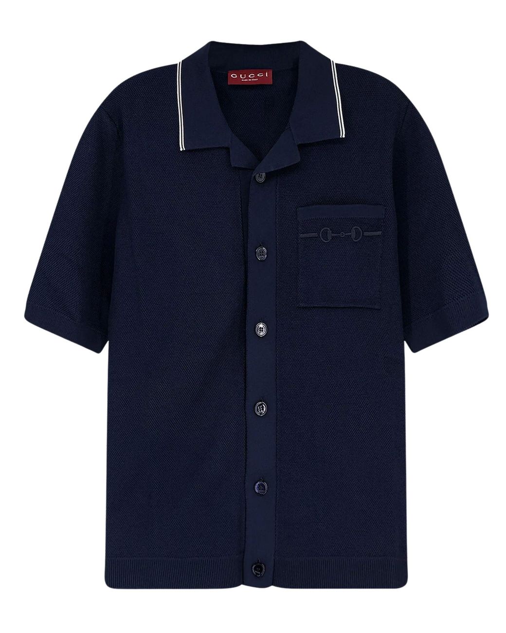 Gucci Blue Polo Shirt With Clamp Embroidery for men