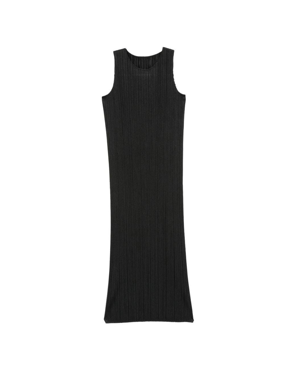 Pleats Please Issey Miyake Black Pleated Long Dress