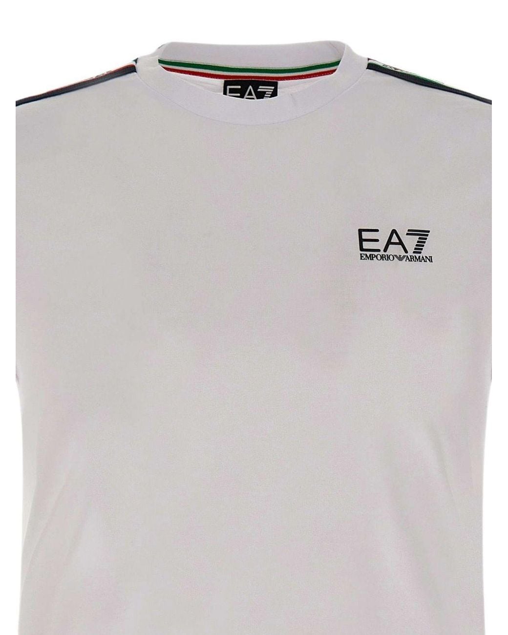 EA7 Gray Logo Cotton T-Shirt for men