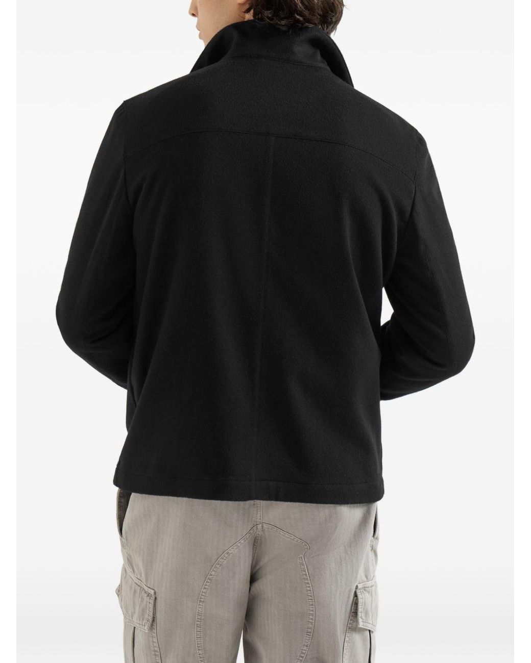 Brunello Cucinelli Black Lightweight Cashmere Flannel Outerwear Jacket for men