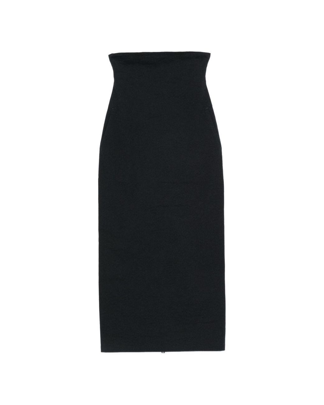 Issey Miyake Black Cotton Blend Midi Skirt