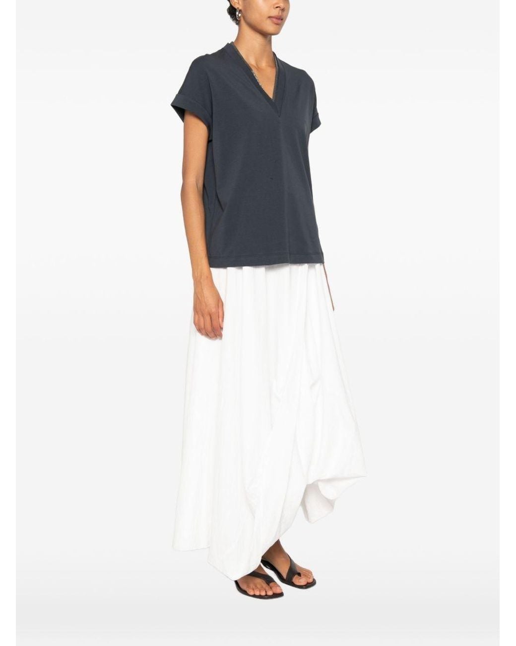 Brunello Cucinelli Blue Cotton T-Shirt
