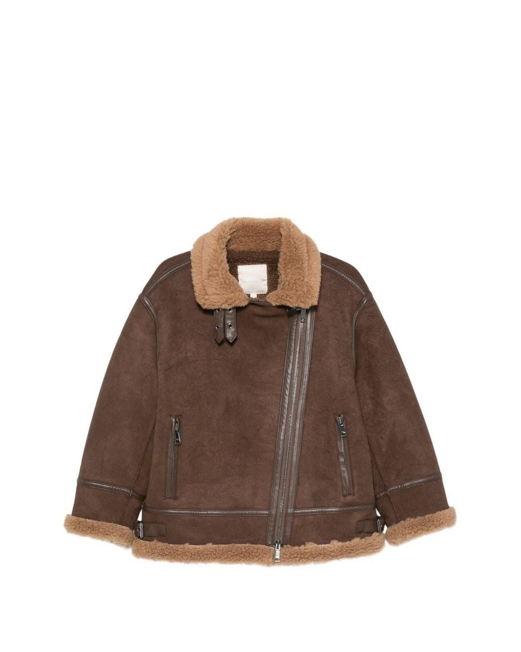 Molliolli Brown Velin Faux Leather Jacket By