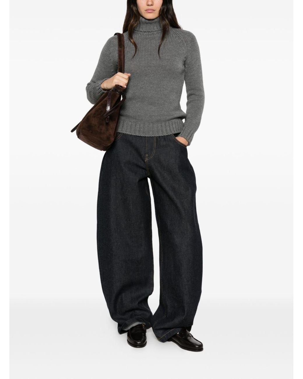 Base London Gray Wool Turtle-Neck Sweater