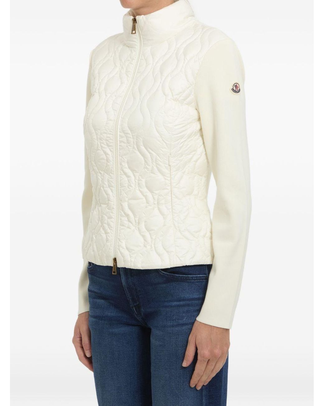Moncler White Padded Zip-Up Cardigan