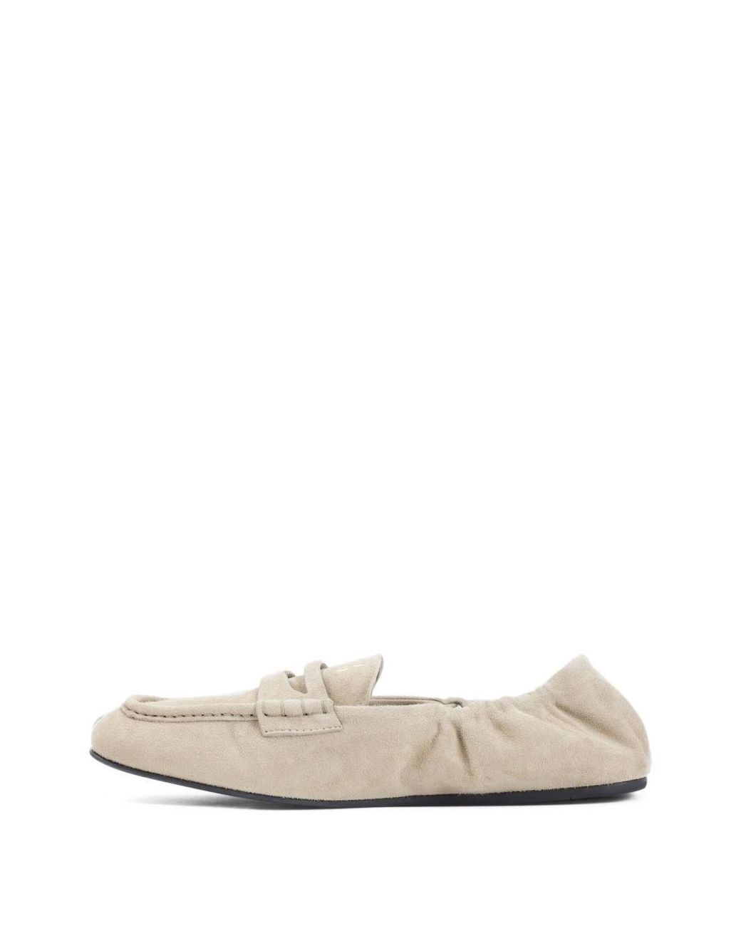 Miu Miu White Ruches Suede Leather Loafers