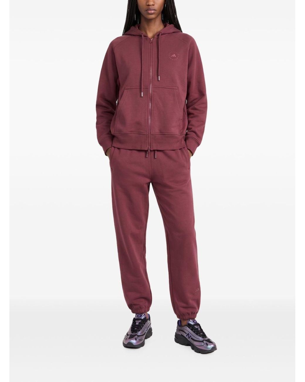 Adidas By Stella McCartney Red Logo Cotton Blend Trousers