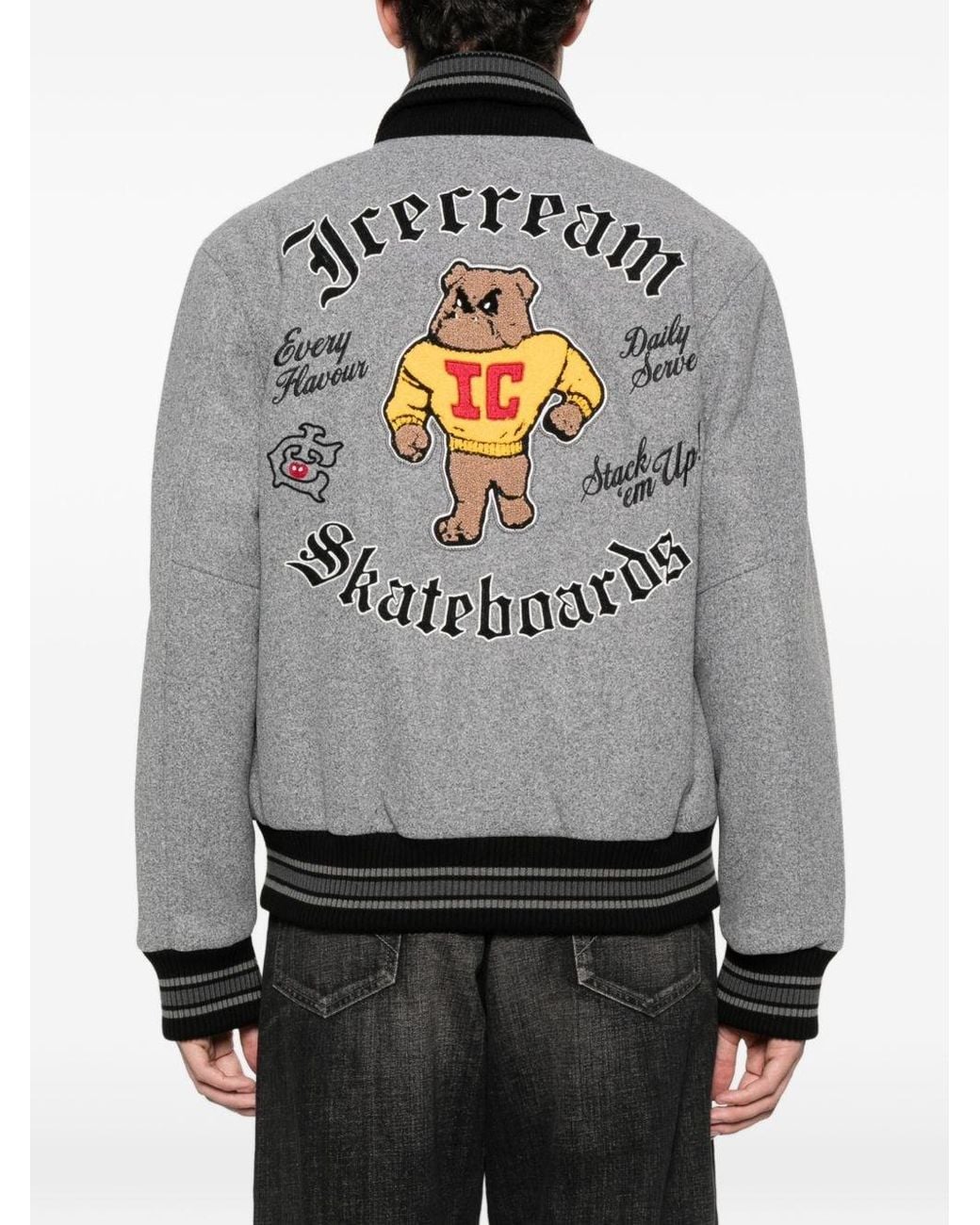 ICECREAM Gray Cotton Bomber Jacket for men