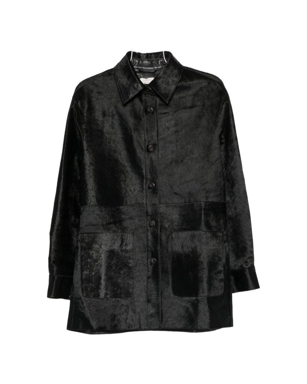 Alysi Black Leather Overshirt