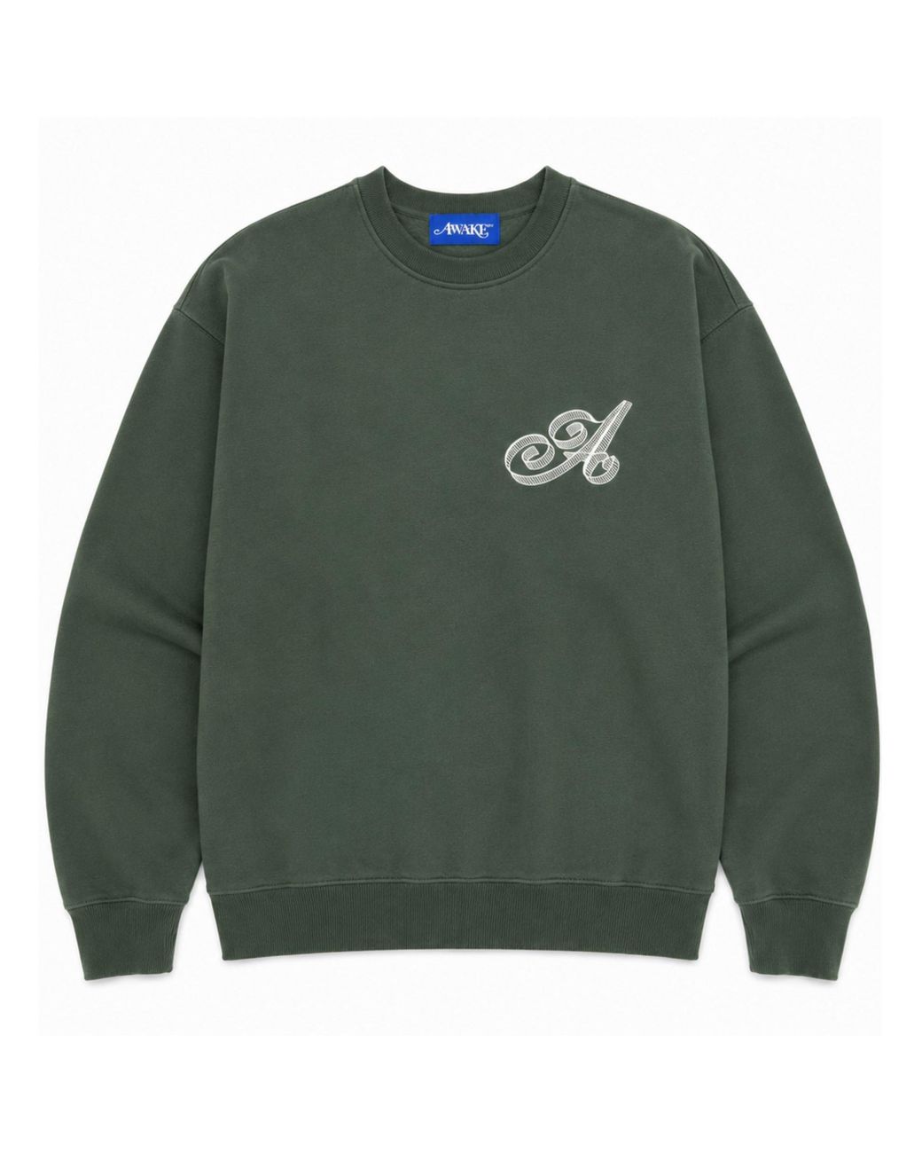AWAKE NY Green Script Crew Neck Sweatshirt for men