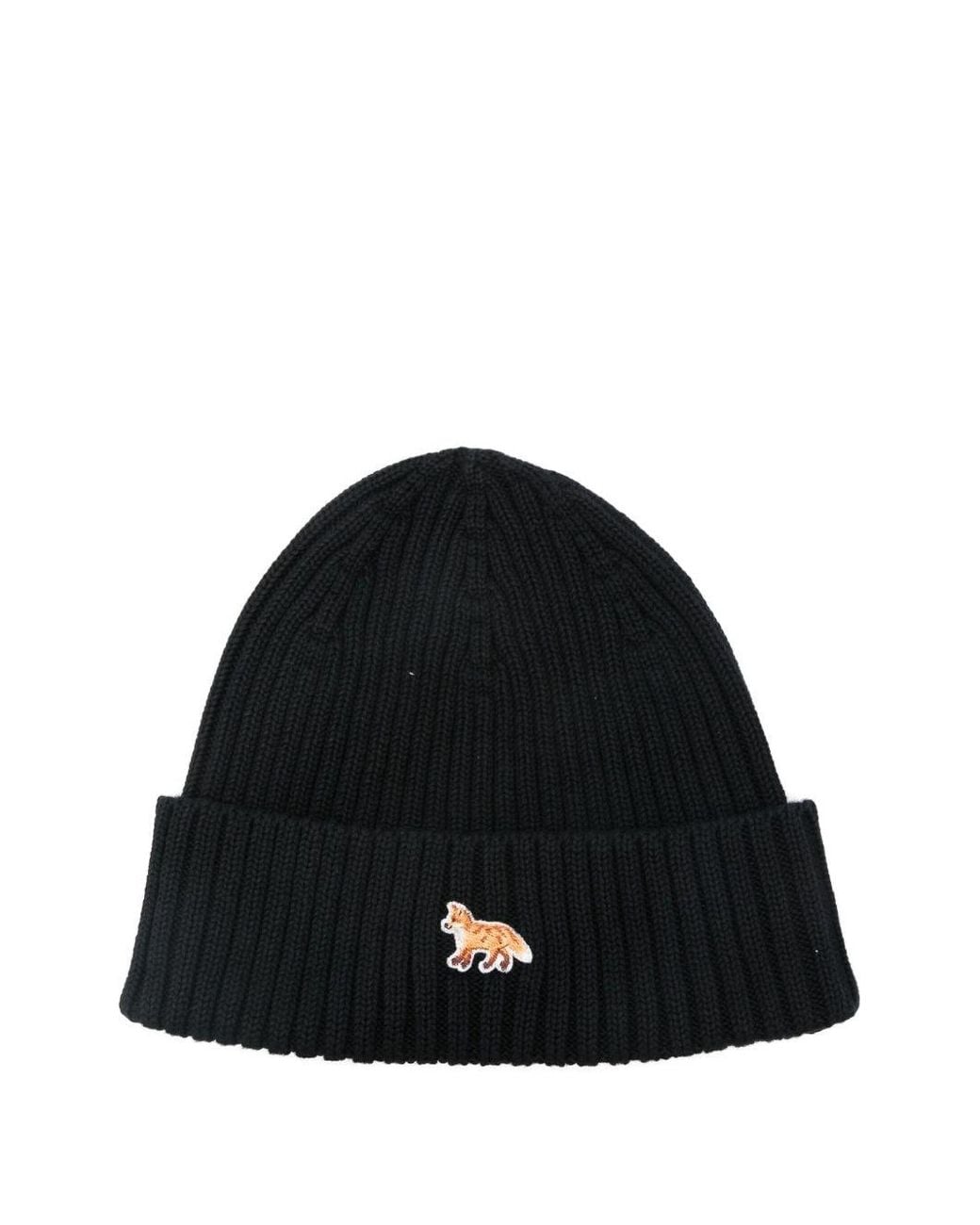 Maison Kitsuné Black Baby Fox Beanie for men