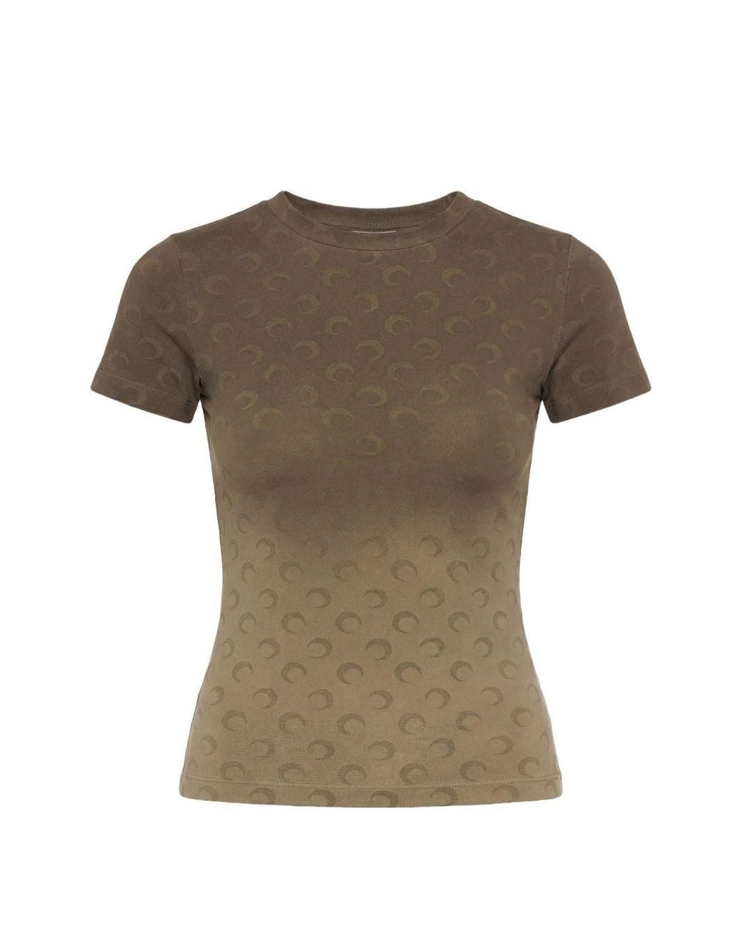 MARINE SERRE Brown Faded Moon Cotton T-Shirt