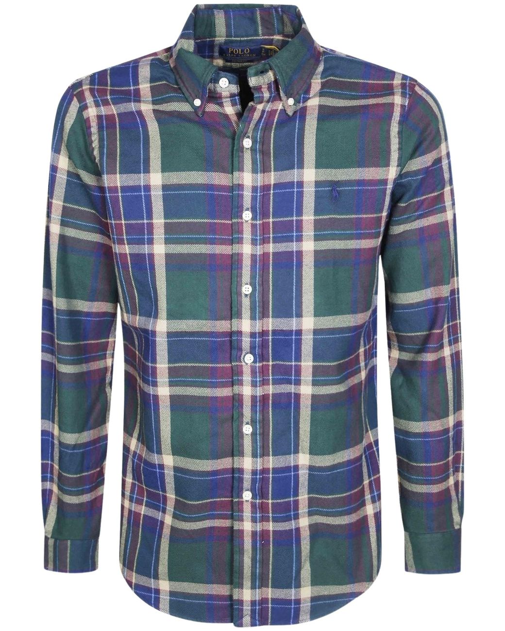 Polo Ralph Lauren Blue Logo Embroidered Checked Shirt for men