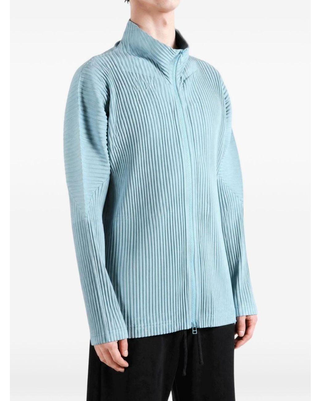 Homme Plissé Issey Miyake Blue Pleated Cardigan for men