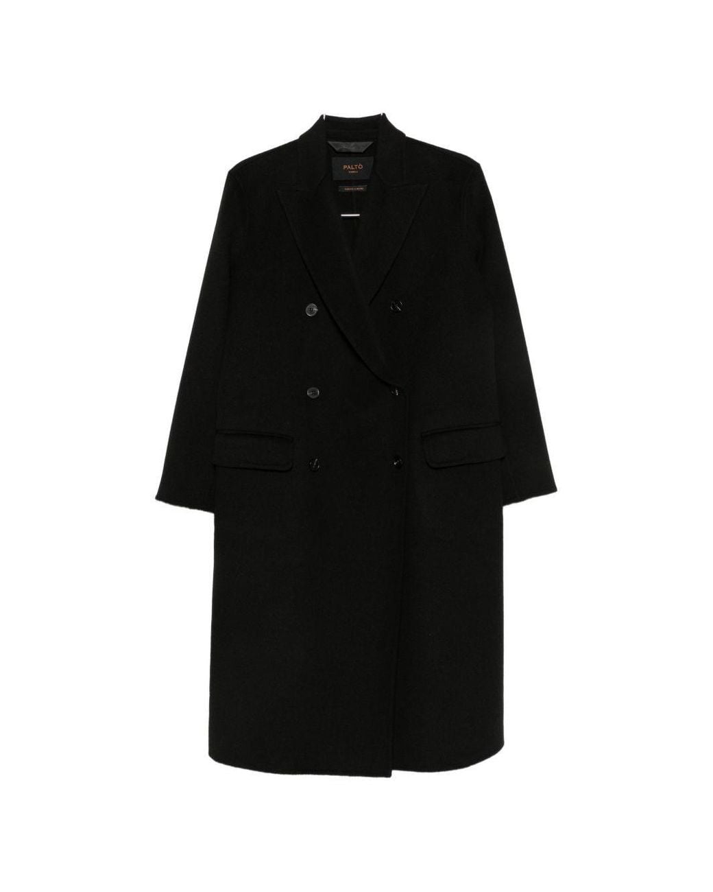 Paltò Black Arianna Wool Double-Breasted Coat