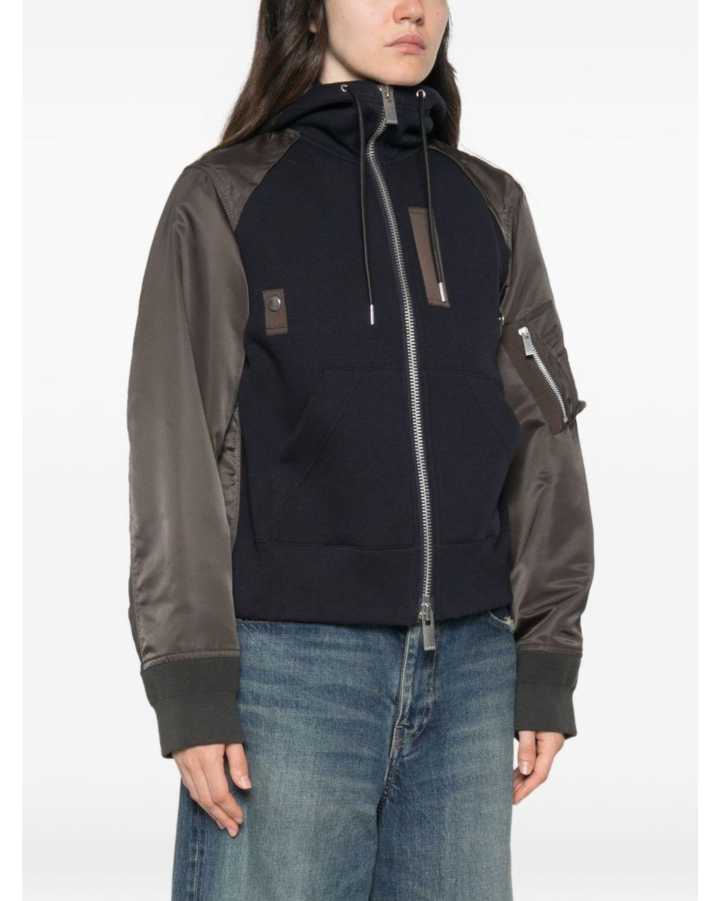 Sacai Black Cotton Blend Hoodie
