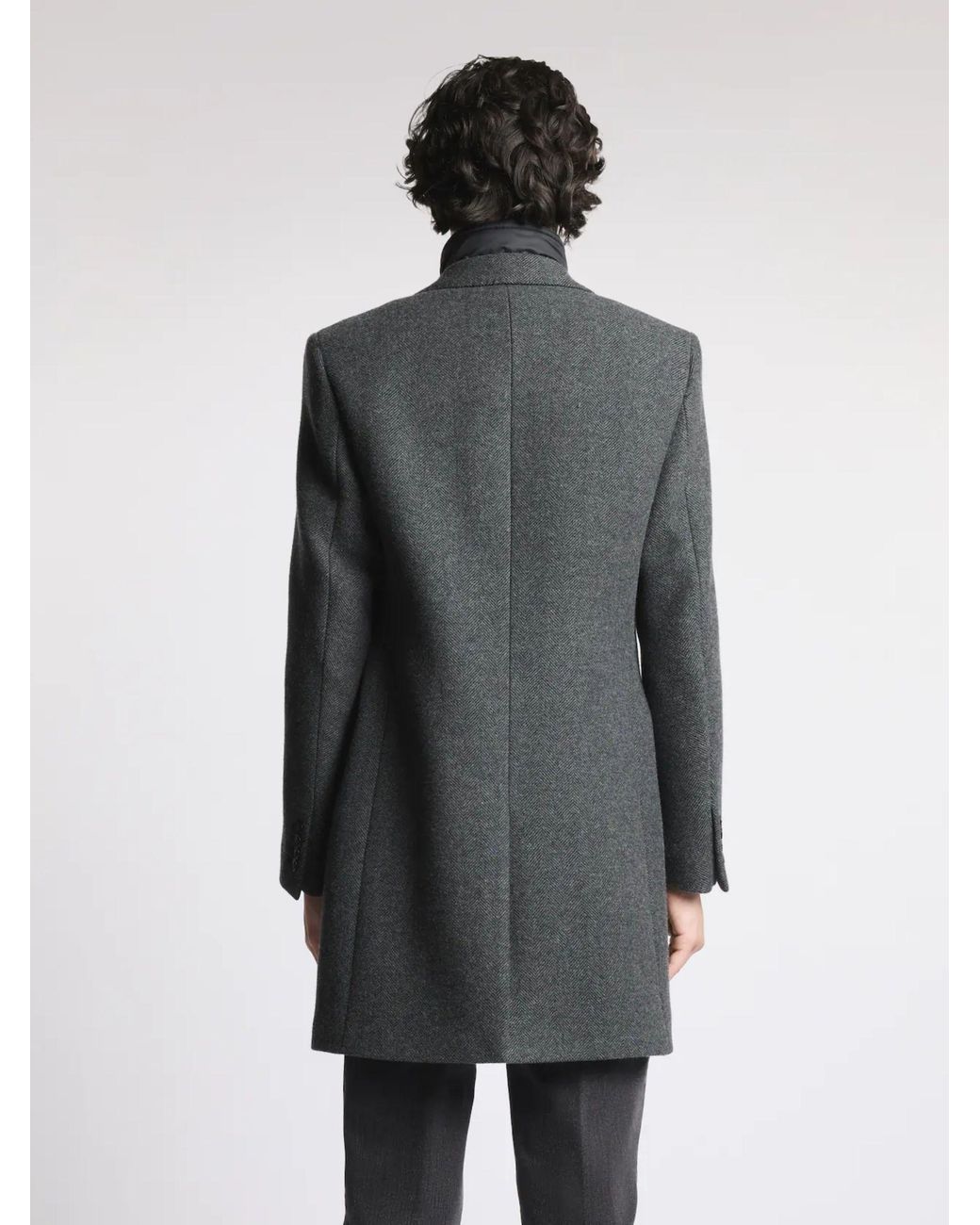 Fay Gray Herringbone-Pattern Double Coat for men