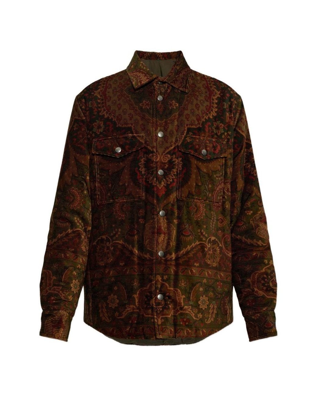 Etro Brown Printed Cotton Overshirt for men