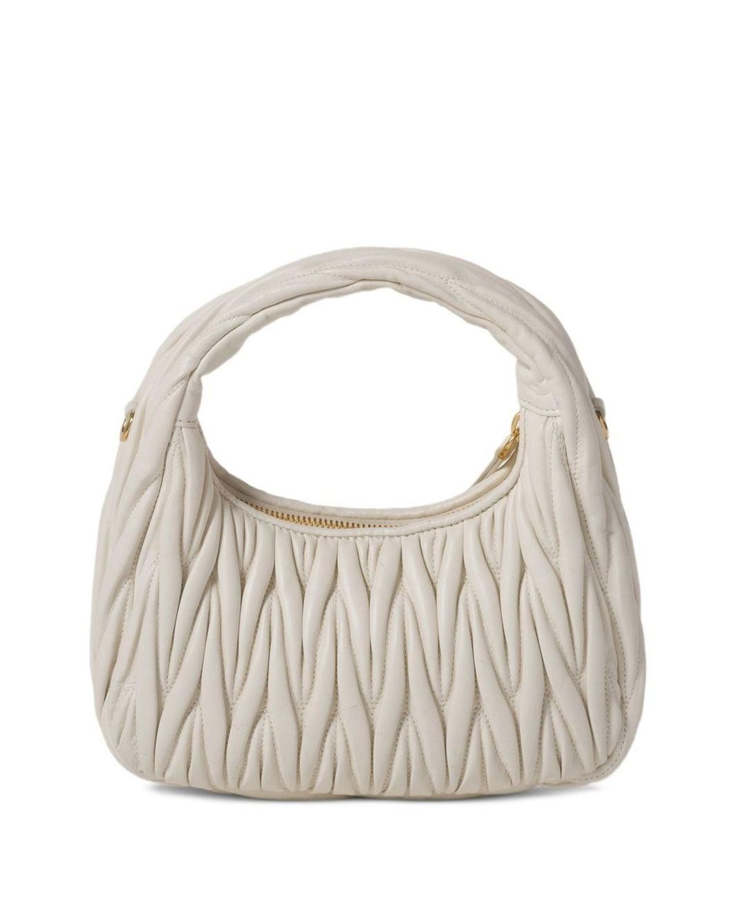 Miu Miu White Wander Small Leather Hobo Bag