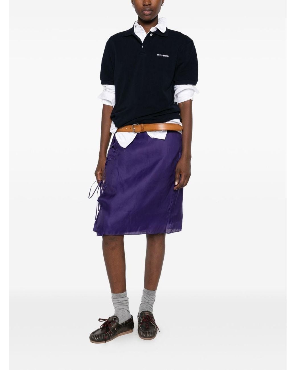 Miu Miu Blue Piquet Cotton Polo Shirt