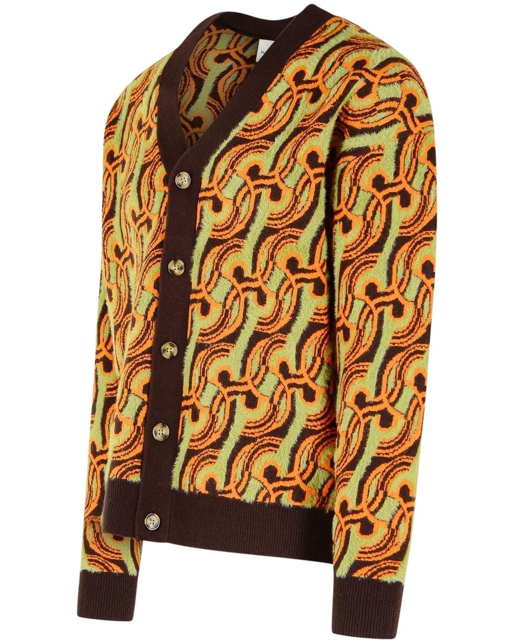Drole de Monsieur Yellow Abstract Printed Knitted Cardigan for men
