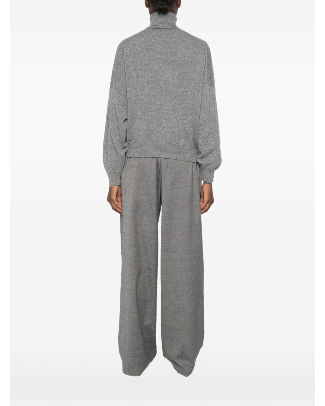 Brunello Cucinelli Gray Cashmere Turtle-Neck Sweater