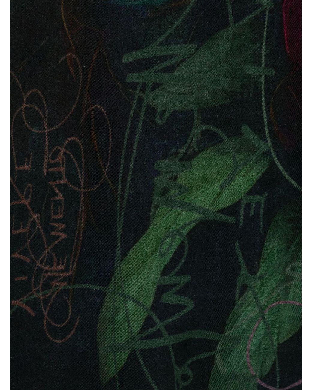 Faliero Sarti Black Memento Print Wool Stole
