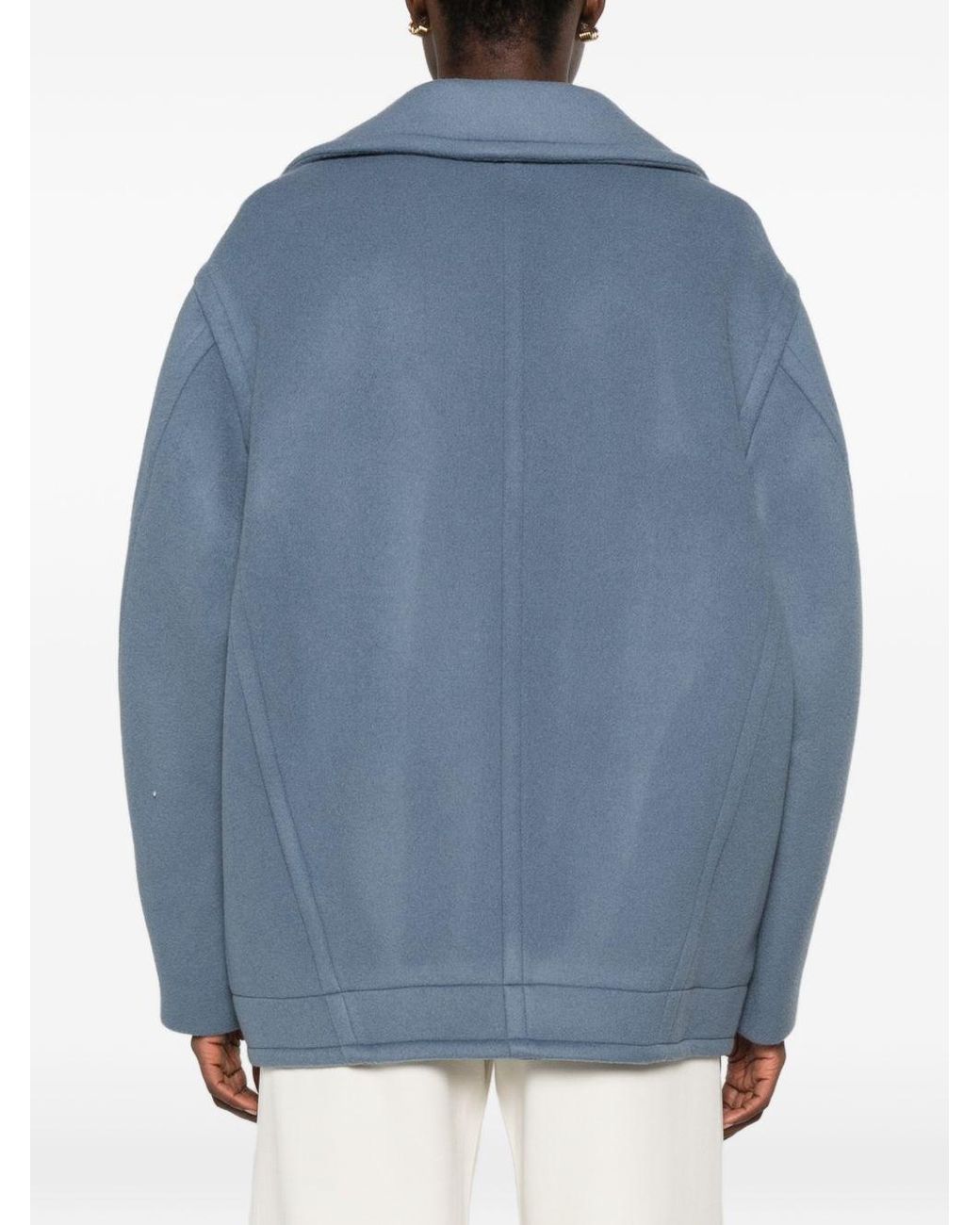 Semicouture Blue Kara Wool Coat