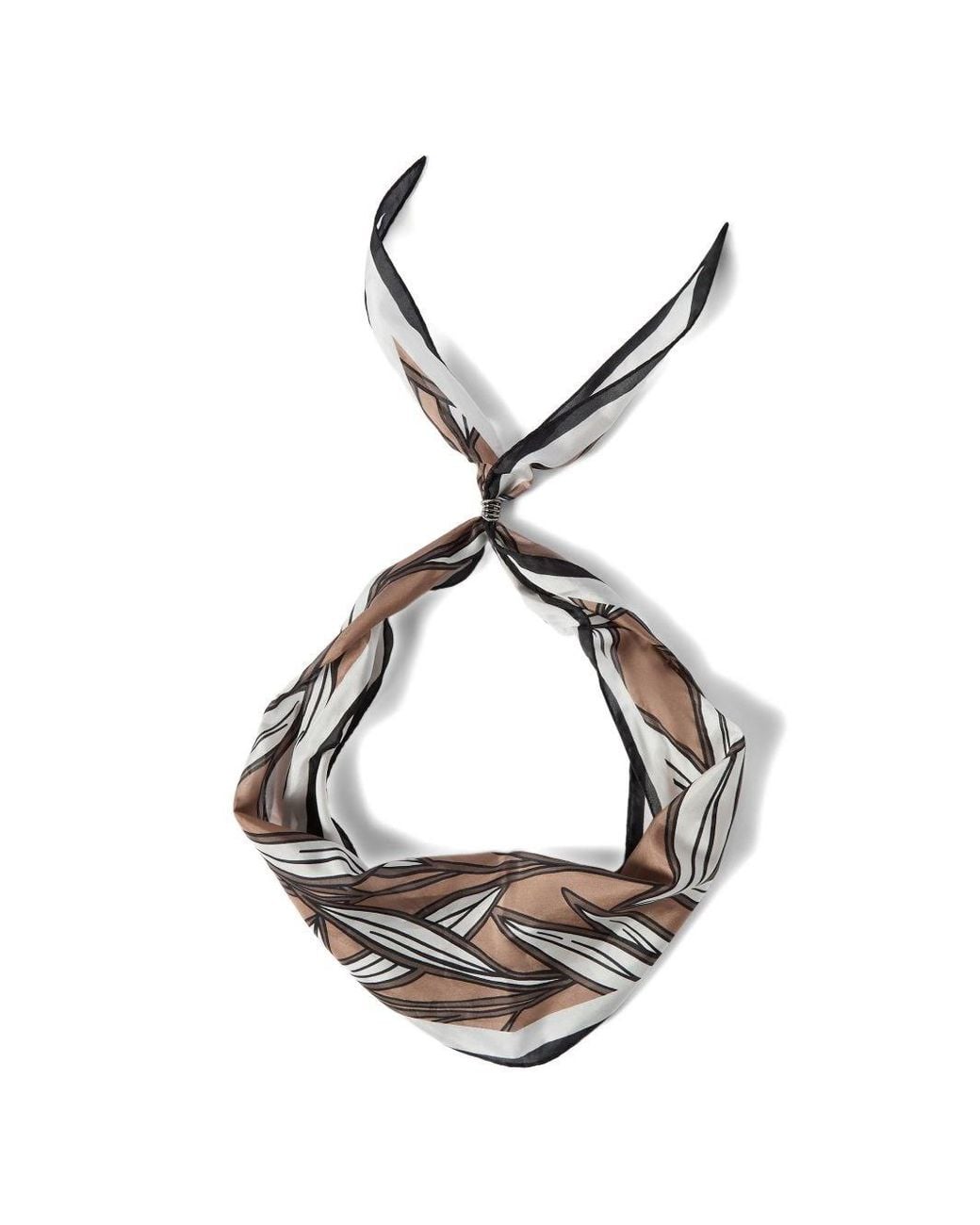 Brunello Cucinelli Brown Printed Silk Foulard